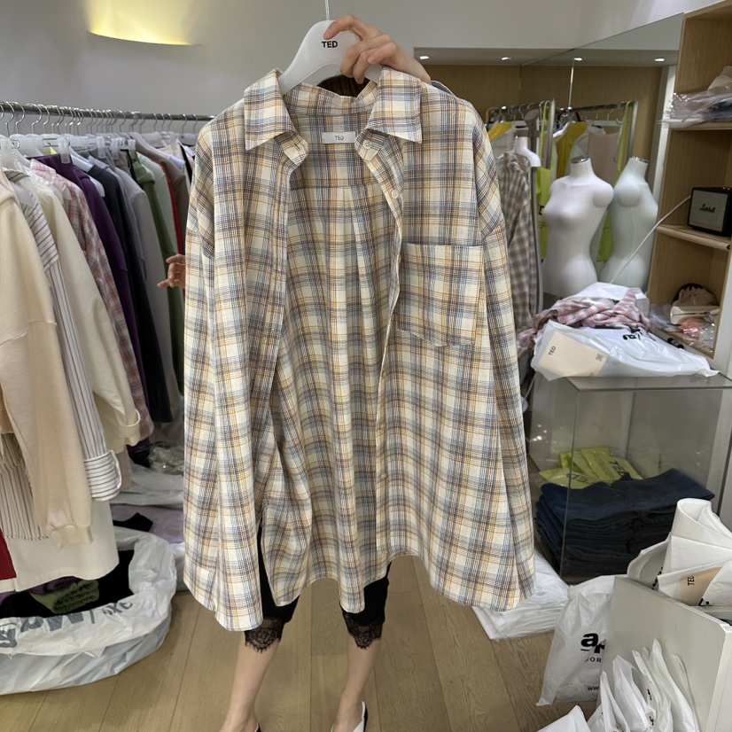 TED韓國代購女士新品人氣推薦職業熱賣休閑襯衫蕾絲衫格子TED襯衫/蕾絲衫圖色2