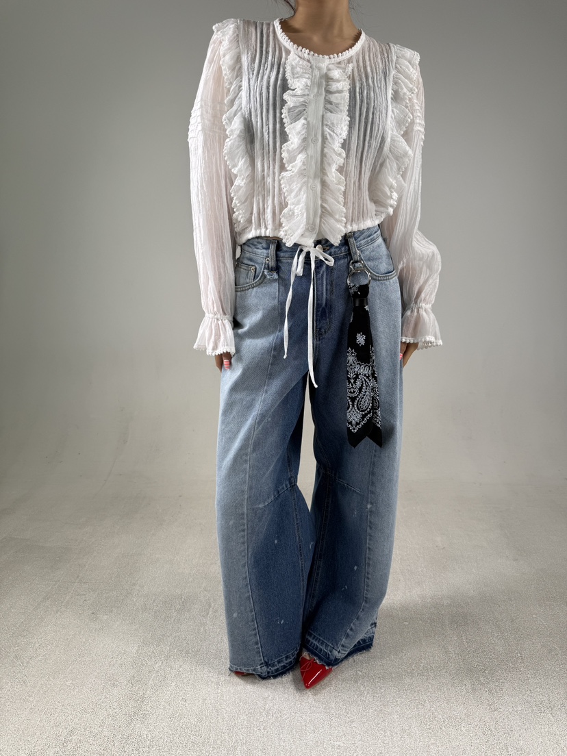 SHIRRING韓國直郵女裝新款推薦休閑時尚熱賣職業襯衫蕾絲衫SHIRRING襯衫/蕾絲衫