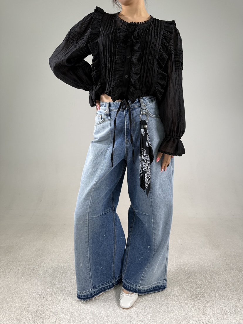 SHIRRING韓國直郵女裝新款推薦休閑時尚熱賣職業襯衫蕾絲衫SHIRRING襯衫/蕾絲衫