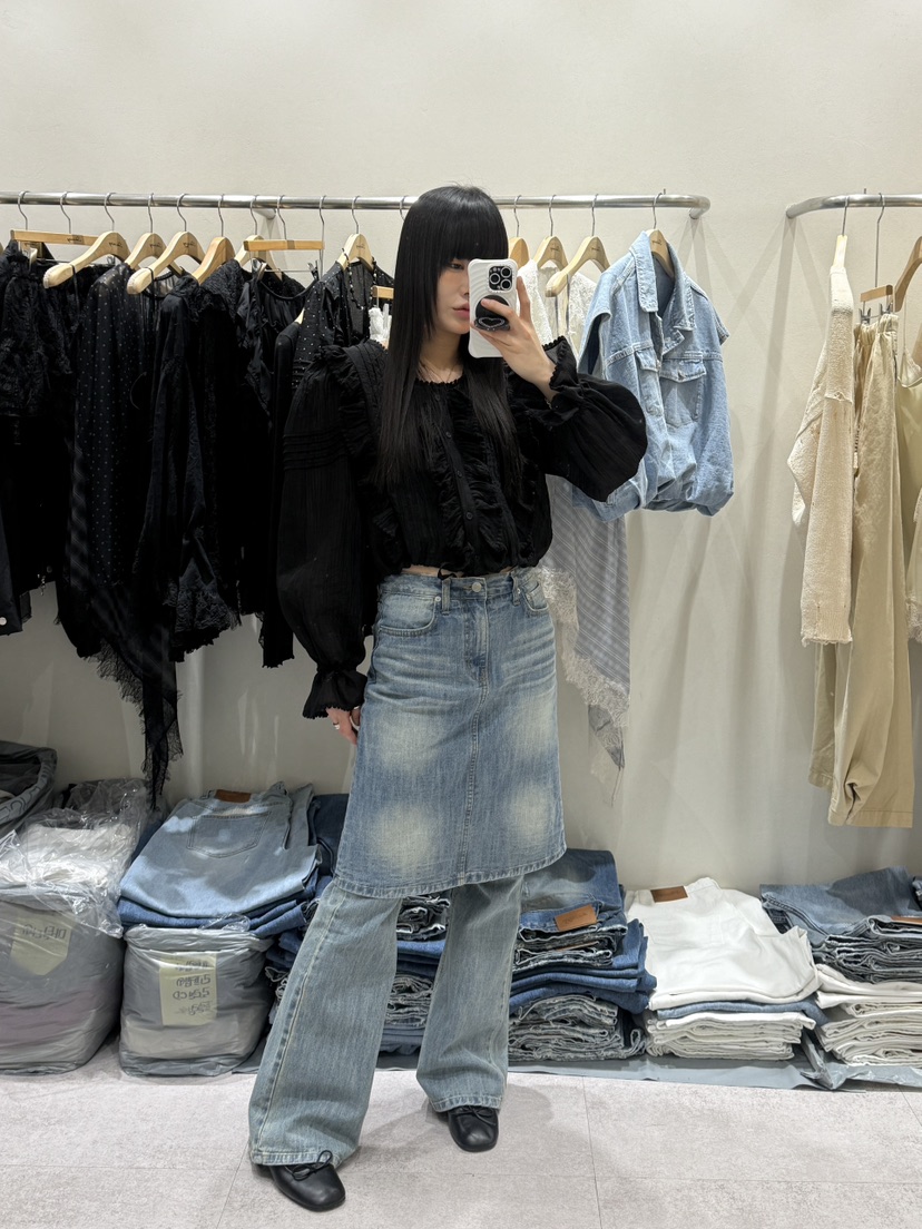 SHIRRING韓國直郵女裝新款推薦休閑時尚熱賣職業襯衫蕾絲衫SHIRRING襯衫/蕾絲衫