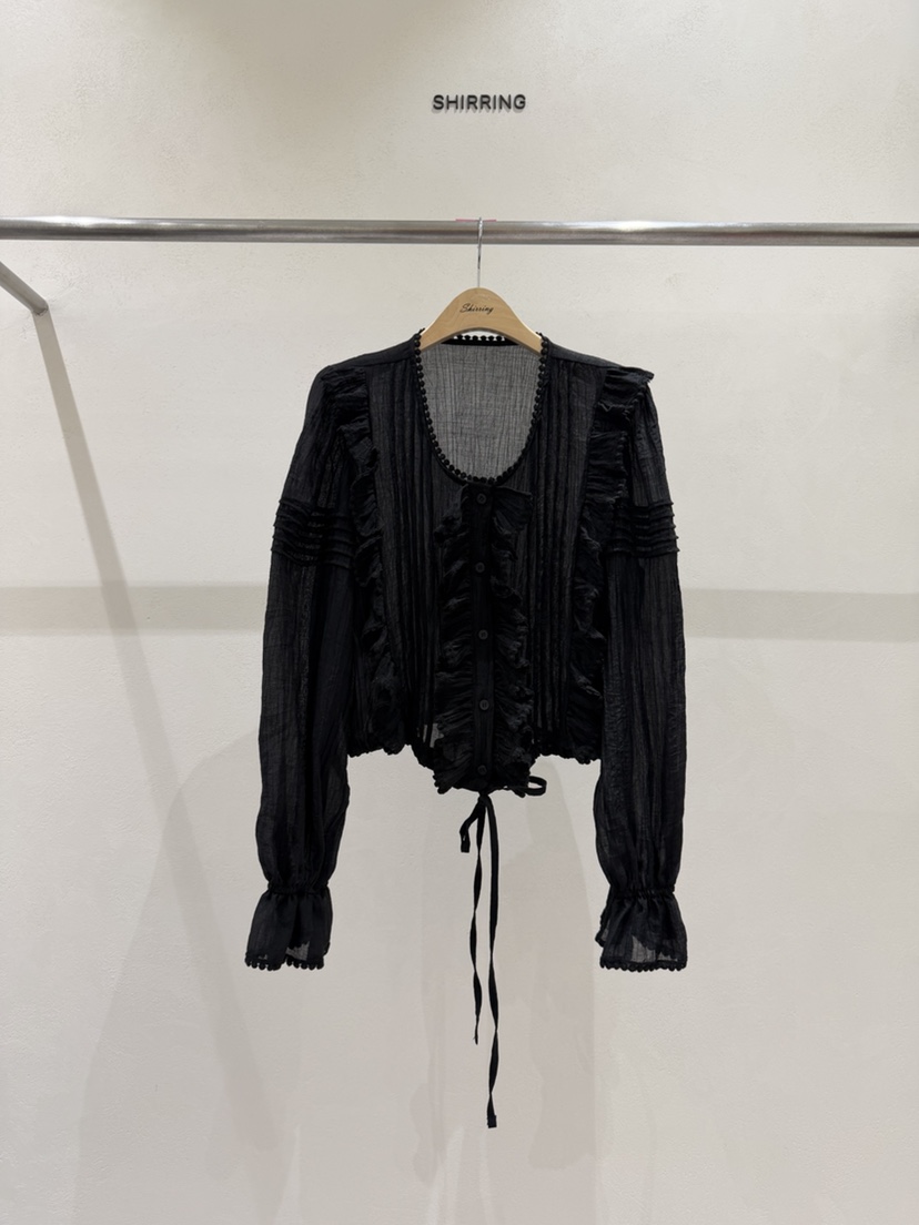 SHIRRING韓國直郵女裝新款推薦休閑時尚熱賣職業襯衫蕾絲衫SHIRRING襯衫/蕾絲衫圖色2