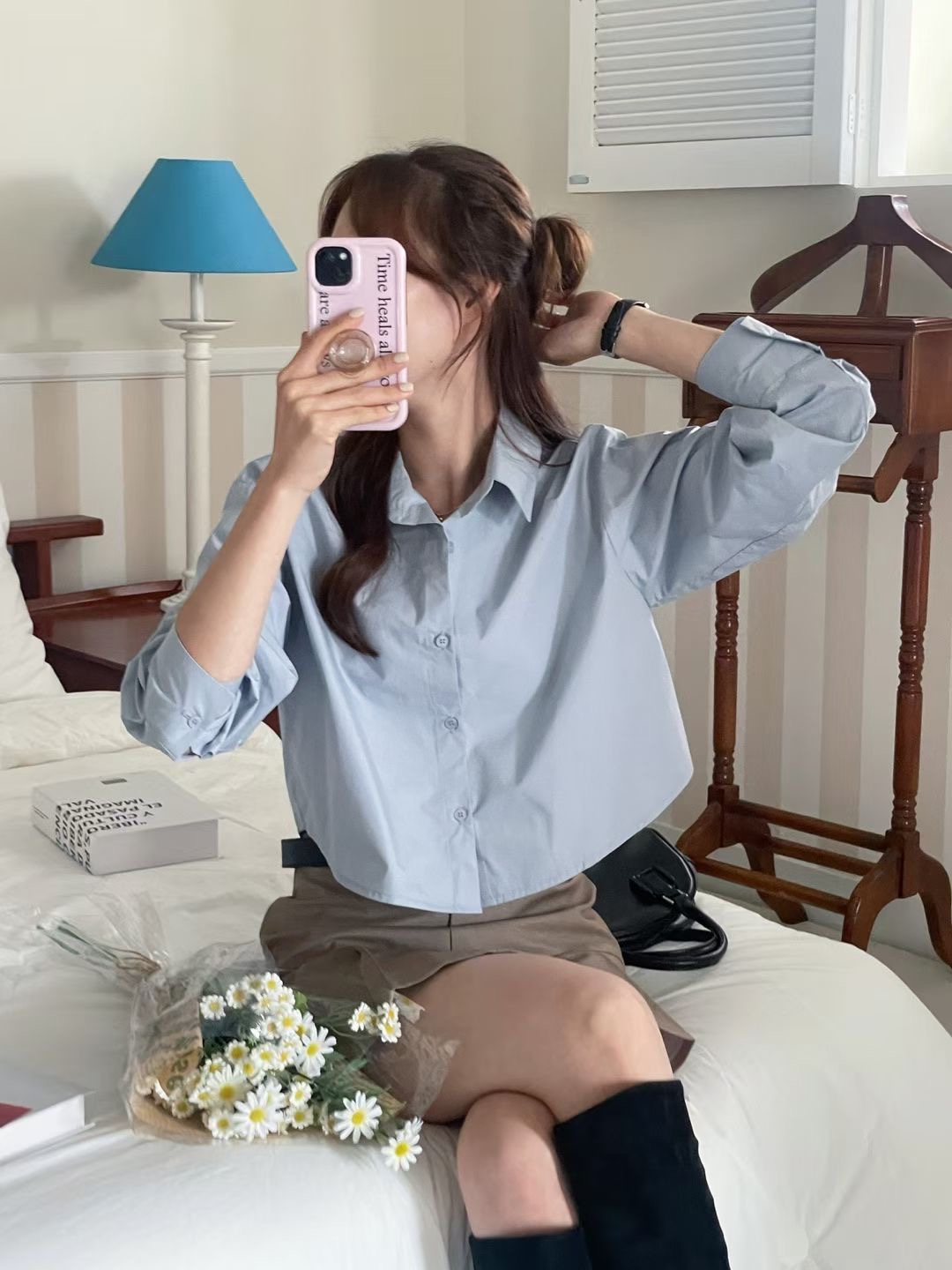 PLACE韓國代購女裝新品26春夏時尚熱賣職業休閑襯衫蕾絲衫PLACE襯衫/蕾絲衫圖色2