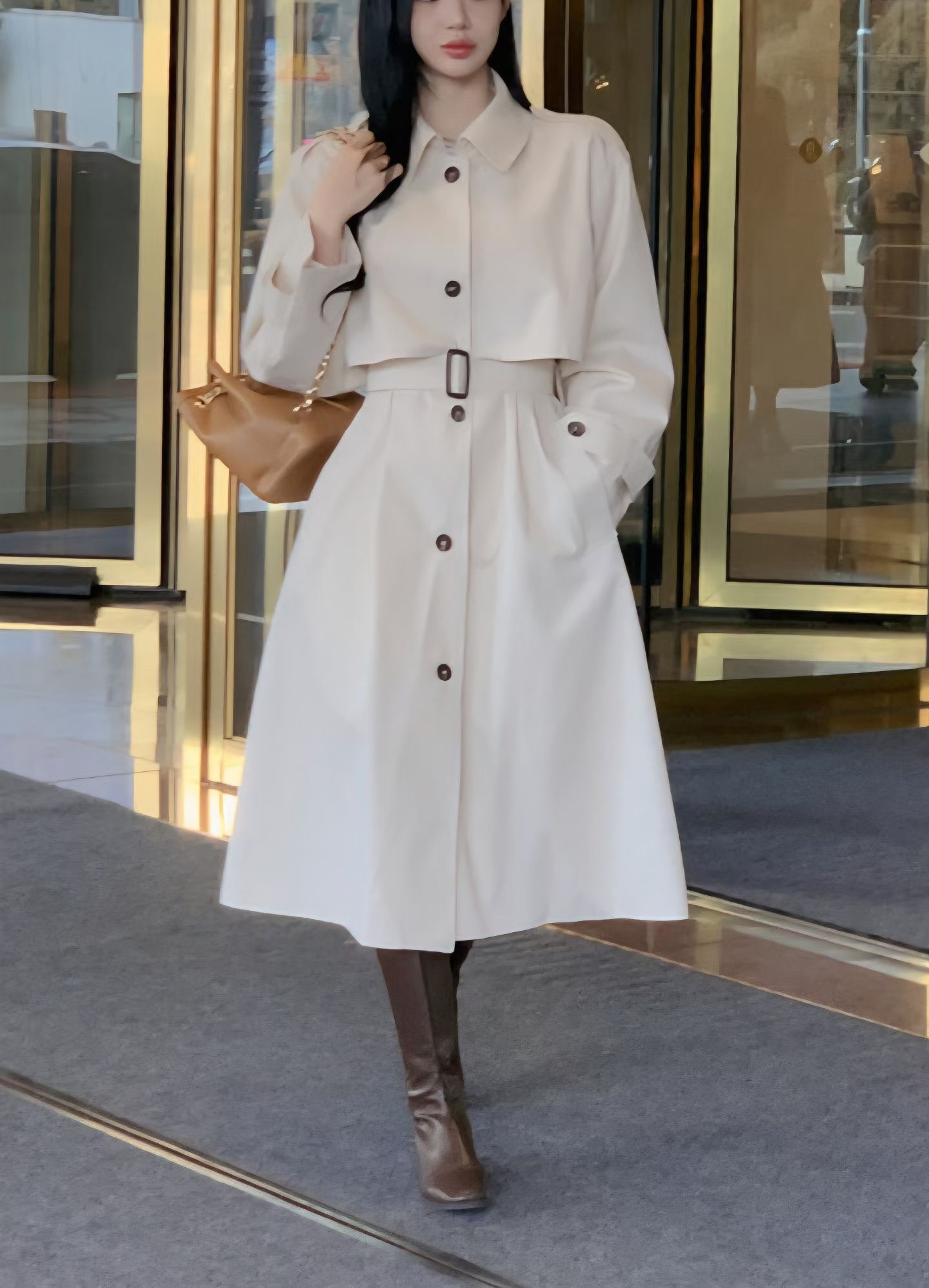 PLACE東大門代購女士新款時尚26春夏真品熱賣長款風衣含腰帶PLACE長款風衣圖色1