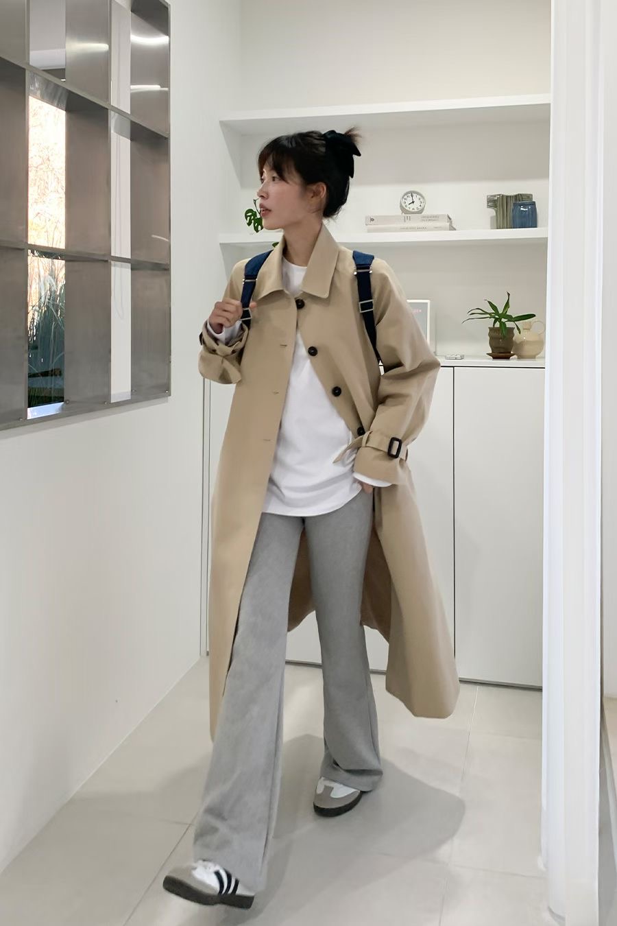 PLACE東大門直郵女裝新品真品職業人氣26春夏長款風衣含腰帶PLACE長款風衣