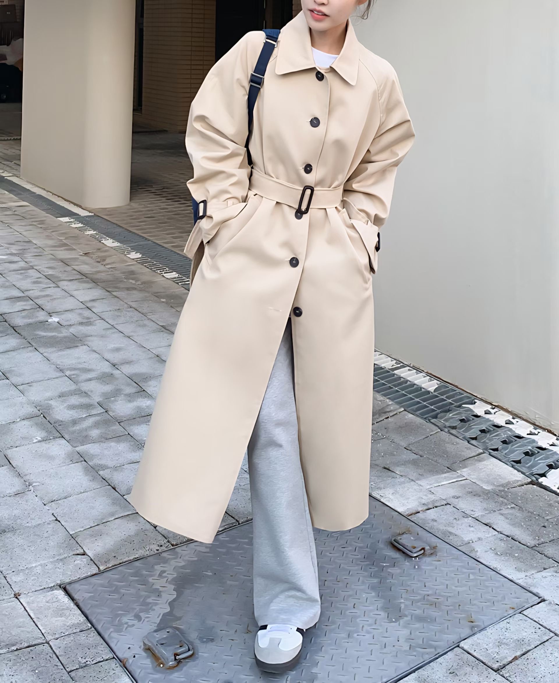 PLACE東大門直郵女裝新品真品職業人氣26春夏長款風衣含腰帶PLACE長款風衣圖色2