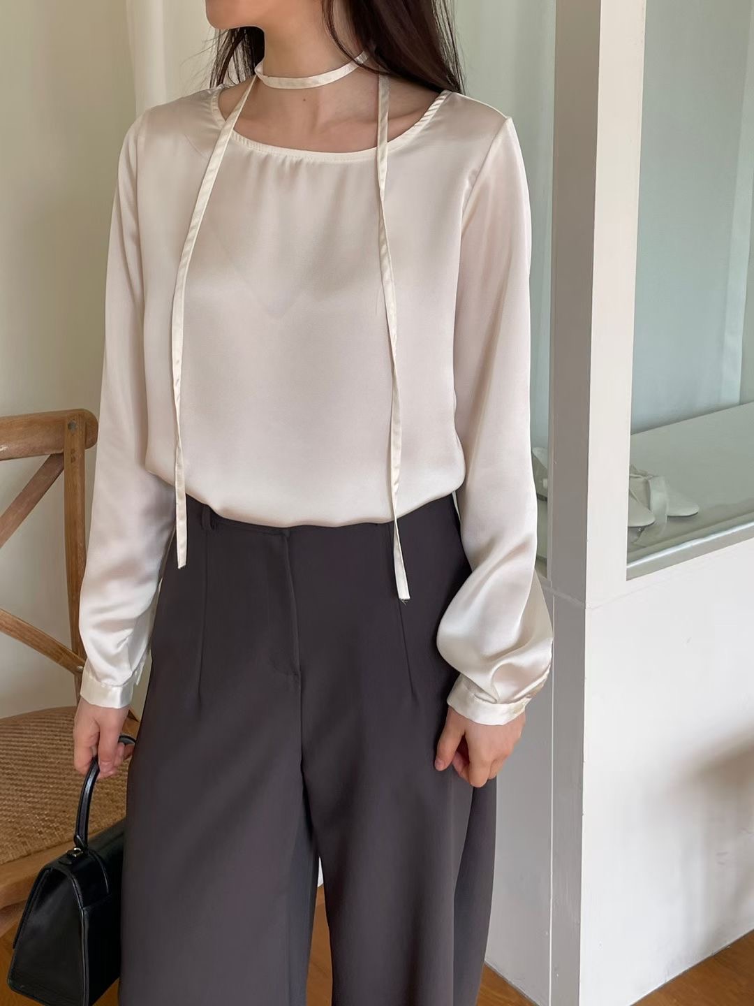 PLACE東大門實拍女士新品真品時尚人氣26春夏襯衫蕾絲衫含腰繩PLACE襯衫/蕾絲衫