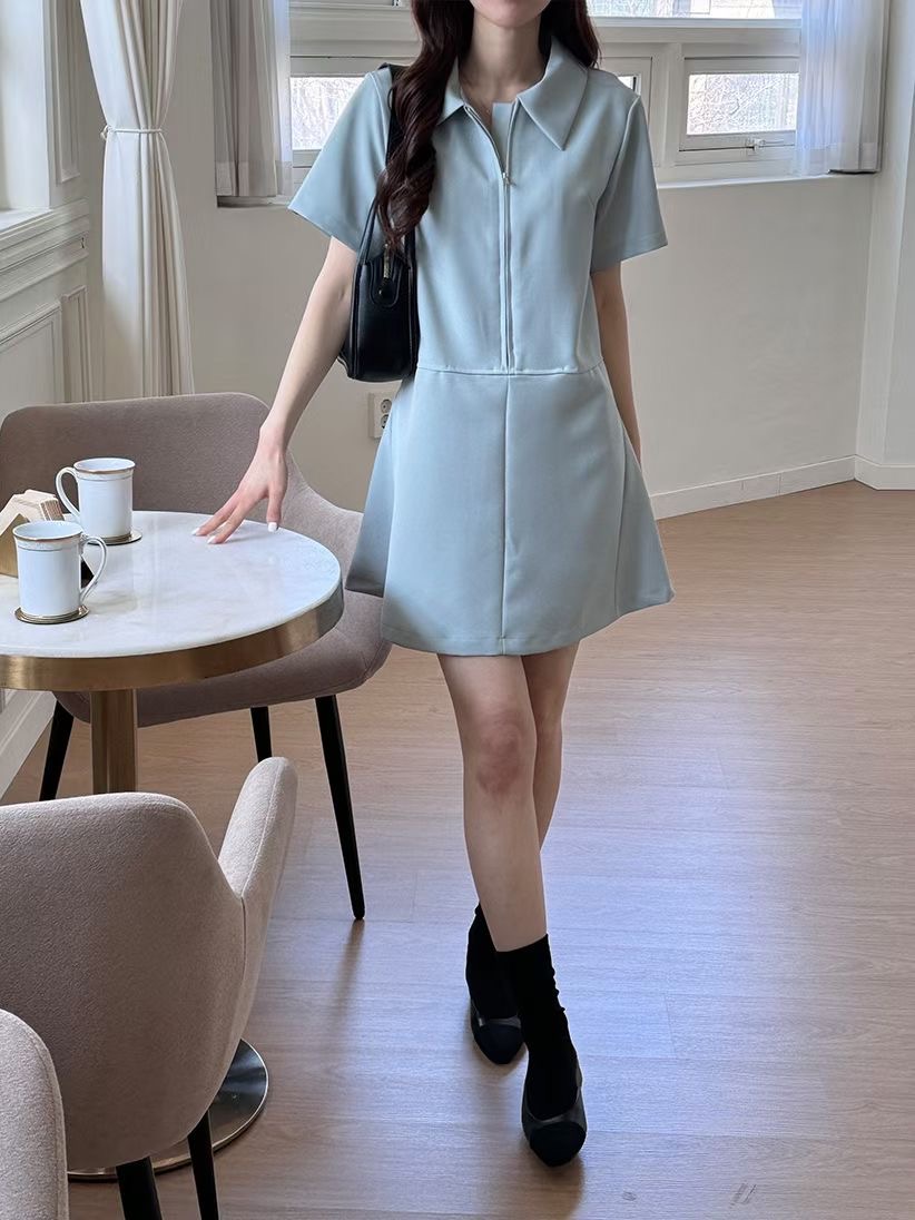 PLACE韓國代購女裝新品休閑26春夏職業人氣真品連衣裙拉鏈PLACE連衣裙