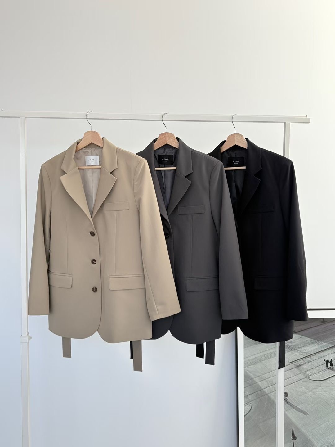 PLACE韓國直郵女裝新品熱賣人氣時尚職業推薦真品夾克含腰帶PLACE夾克圖色3左三色