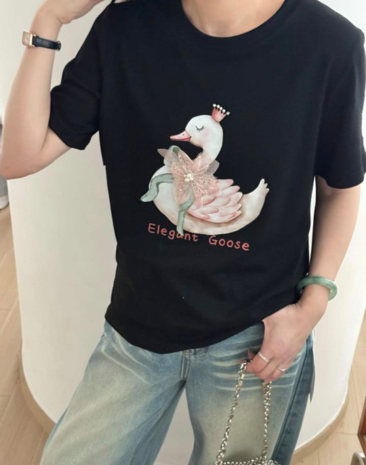 RICO/BLING BLING-S東大門直郵女裝新款時尚休閑T恤鵝RICO/BLING BLING-ST恤