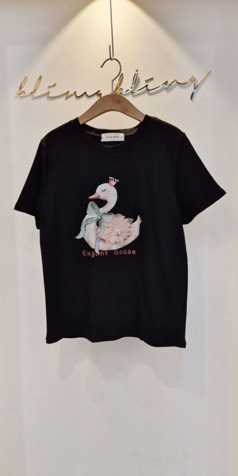 RICO/BLING BLING-S東大門直郵女裝新款時尚休閑T恤鵝RICO/BLING BLING-ST恤圖色1