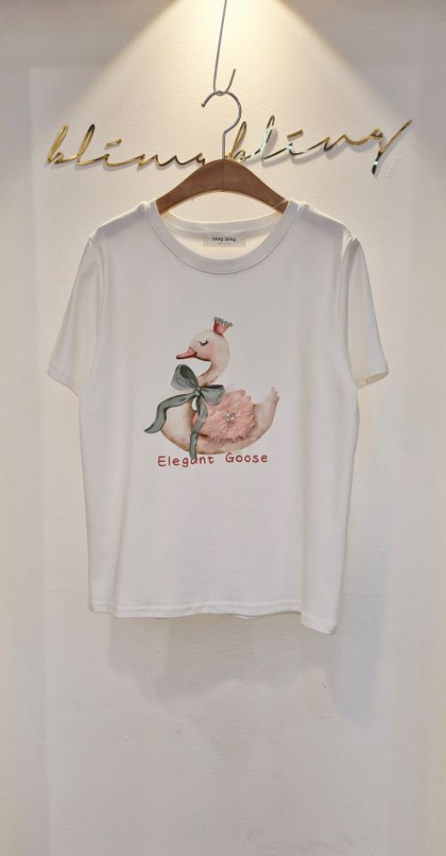 RICO/BLING BLING-S東大門直郵女裝新款時尚休閑T恤鵝RICO/BLING BLING-ST恤圖色2