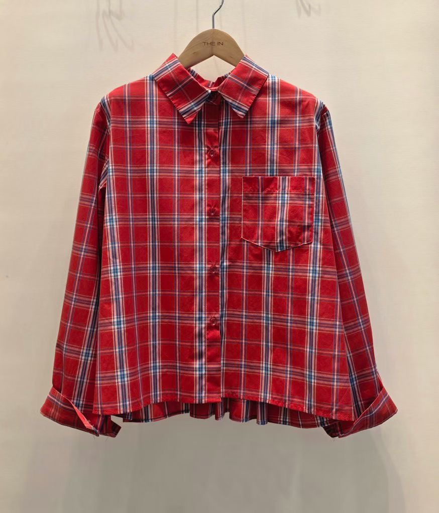 THE IN-더인-T東大門實拍女士新款人氣襯衫蕾絲衫格子THE IN襯衫/蕾絲衫圖色1