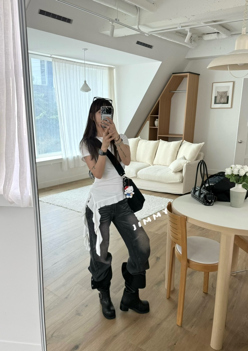 JIMMY韓國代購女士新品時尚休閑真品職業推薦熱賣T恤荷葉邊JIMMY/REMAKET恤