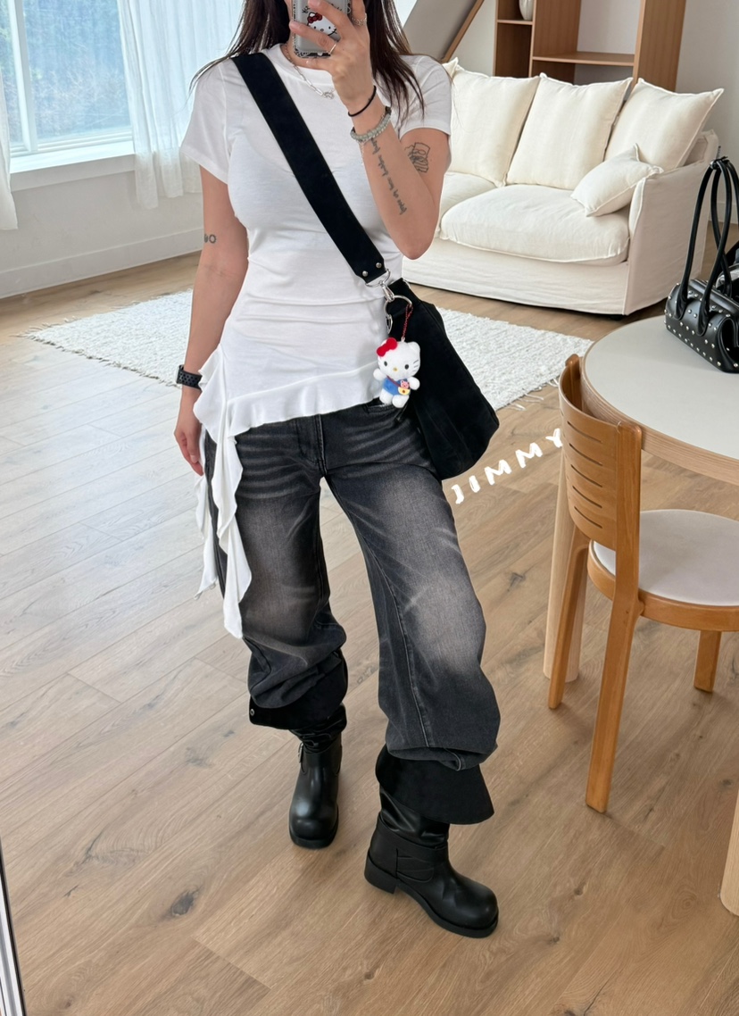 JIMMY韓國代購女士新品時尚休閑真品職業推薦熱賣T恤荷葉邊JIMMY/REMAKET恤