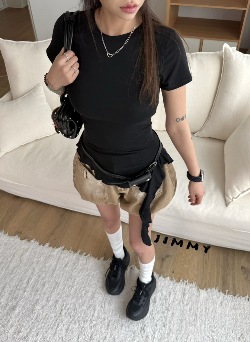 JIMMY韓國代購女士新品時尚休閑真品職業推薦熱賣T恤荷葉邊JIMMY/REMAKET恤