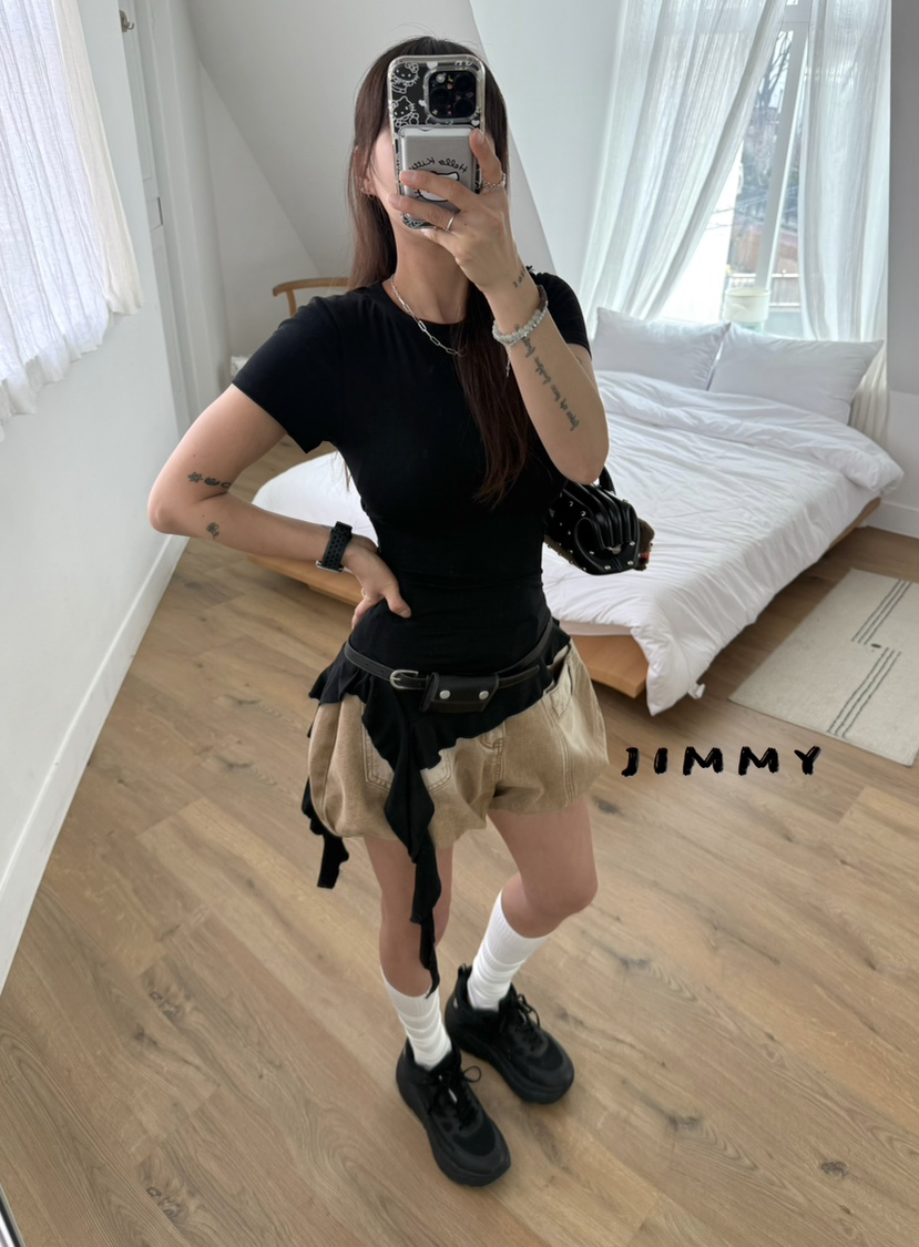 JIMMY韓國代購女士新品時尚休閑真品職業推薦熱賣T恤荷葉邊JIMMY/REMAKET恤