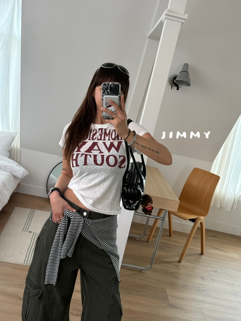 JIMMY韓國代購女裝新品休閑26春夏職業推薦熱賣人氣時尚T恤JIMMY/REMAKET恤