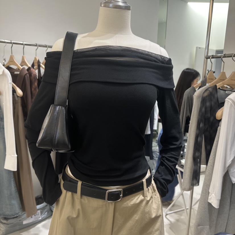 RENDER韓國代購女士新品熱賣推薦人氣休閑26春夏長袖T恤透明RENDER長袖T恤圖色2