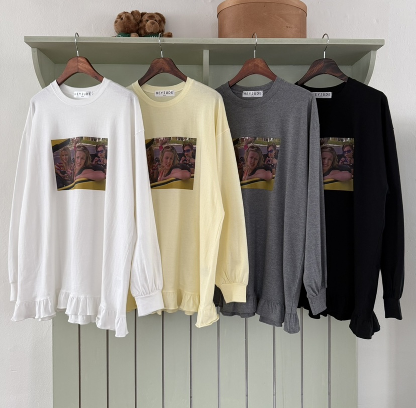 HEYJUDE東大門直郵女士新款真品時尚推薦26春夏長袖T恤復古HEYJUDE長袖T恤