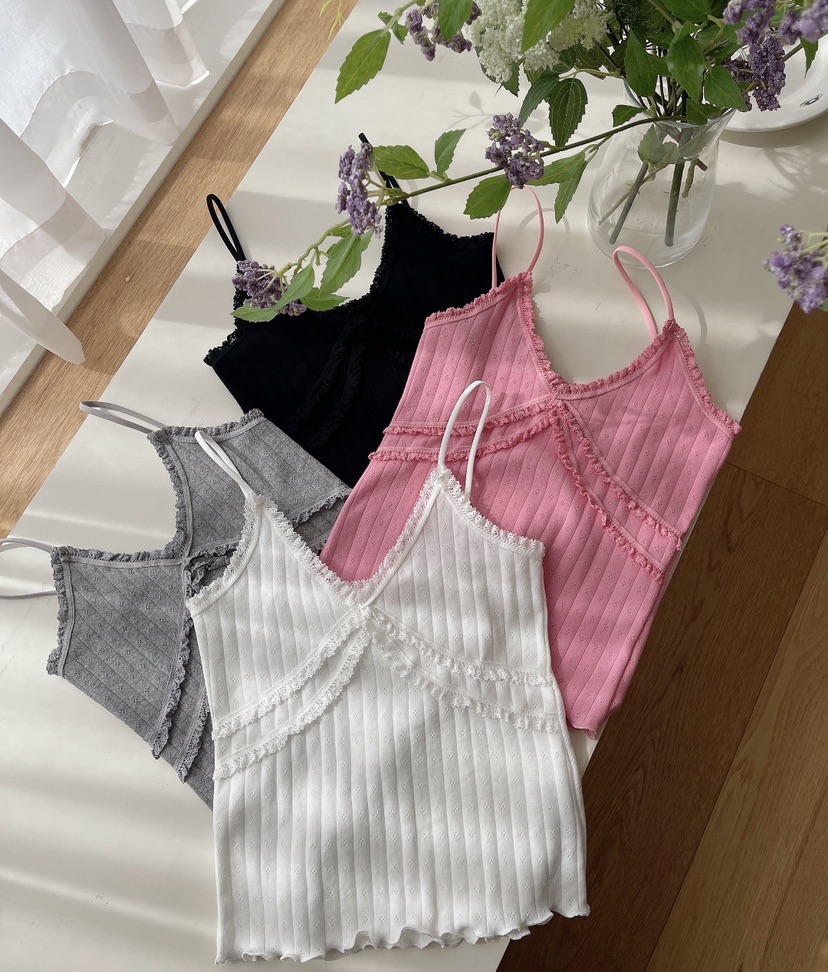 MINIQUEENS韓國代購女士新款26春夏熱賣推薦吊帶背心蕾絲MINIQUEENS吊帶/背心