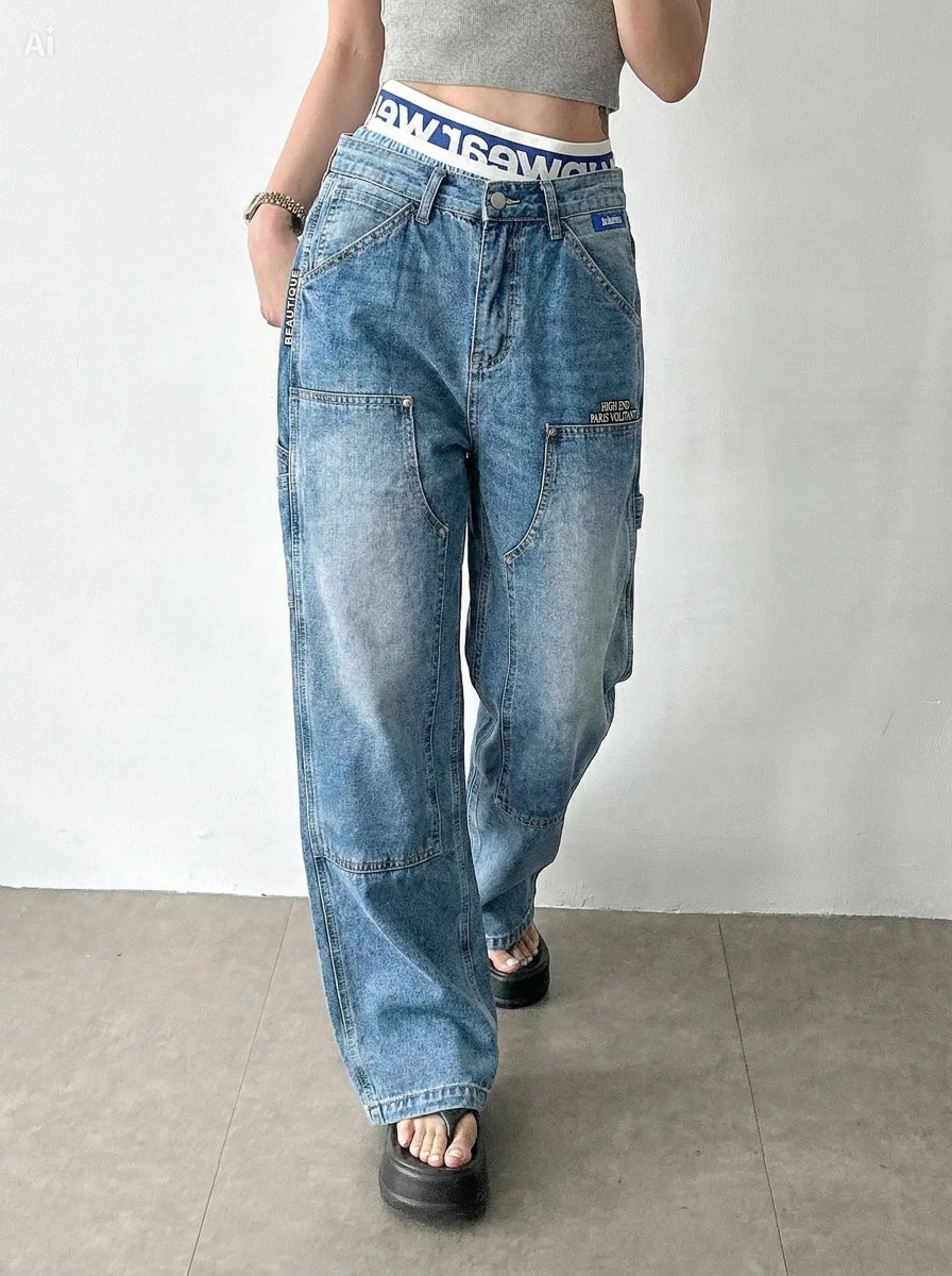 IAAN東大門代購女裝新品職業時尚26春夏真品人氣休閑牛仔褲iaAn牛仔褲