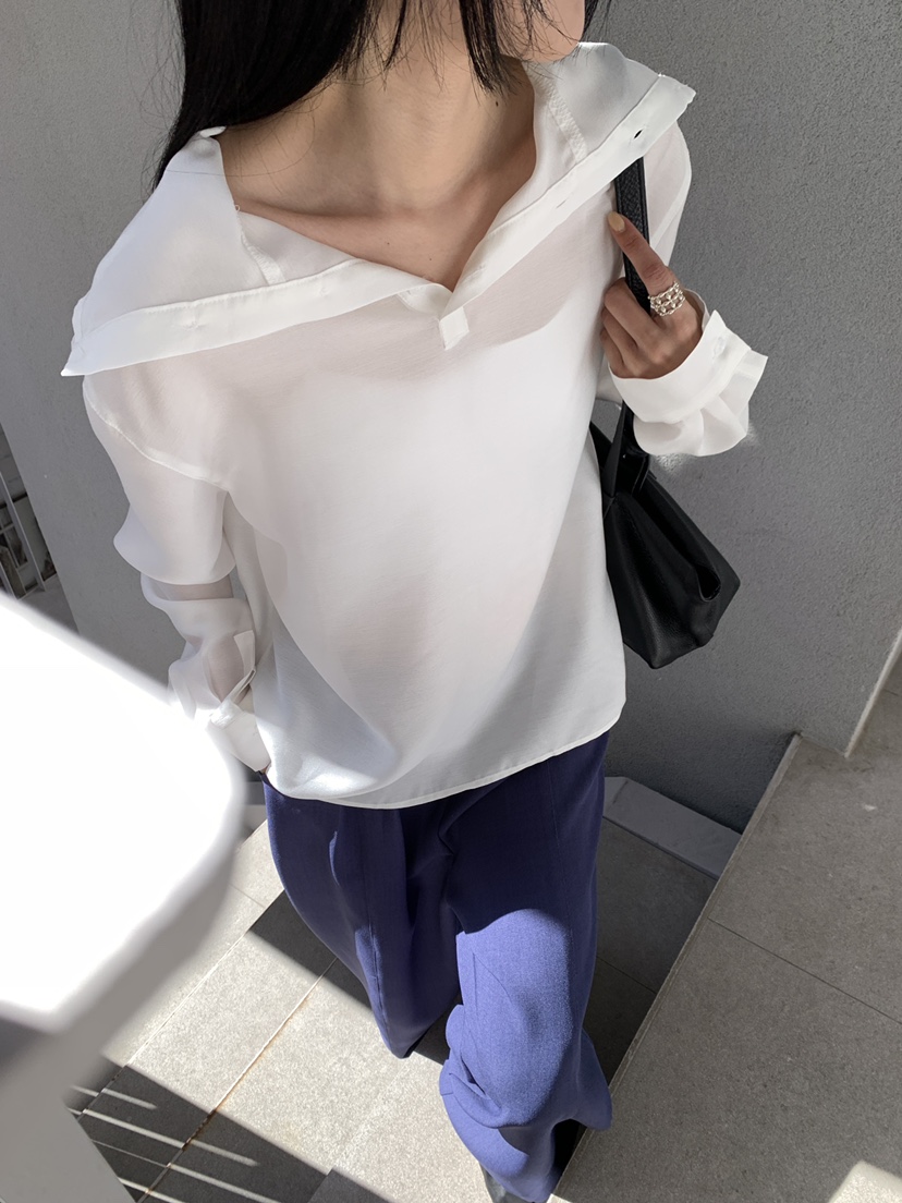 B_GARDER東大門實拍女士新品熱賣26春夏襯衫蕾絲衫真絲高領B.GARDER襯衫/蕾絲衫