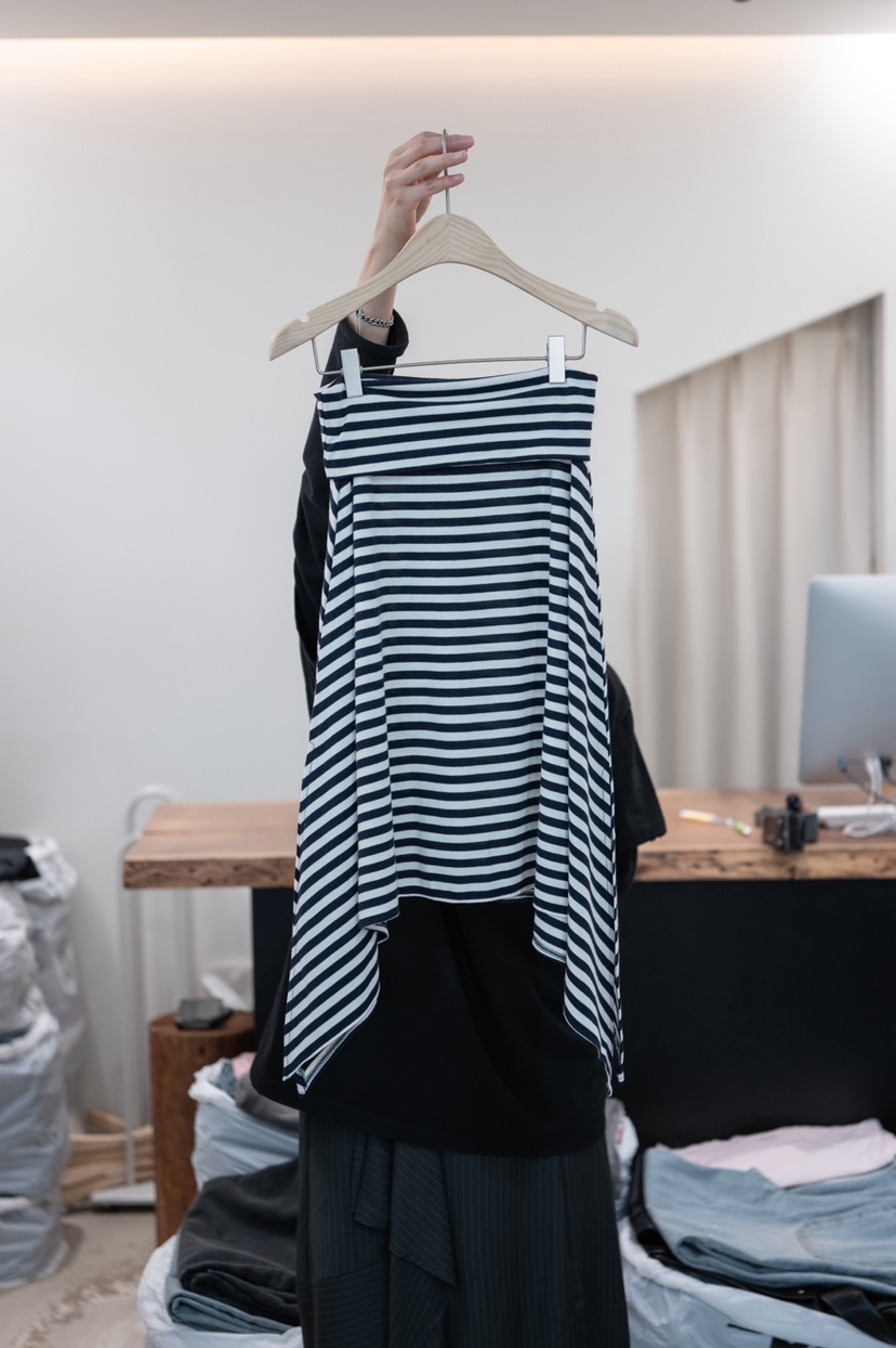 FRIC韓國代購女士新款時尚熱賣26春夏人氣半身裙中短裙條紋FRIC半身裙/中短裙圖色3