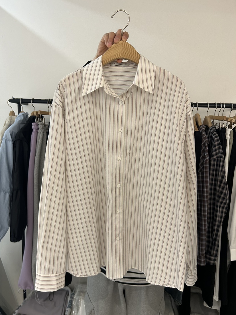 AS THOUGHT韓國代購女士新款職業時尚休閑襯衫蕾絲衫條紋AS THOUGHT襯衫/蕾絲衫圖色2