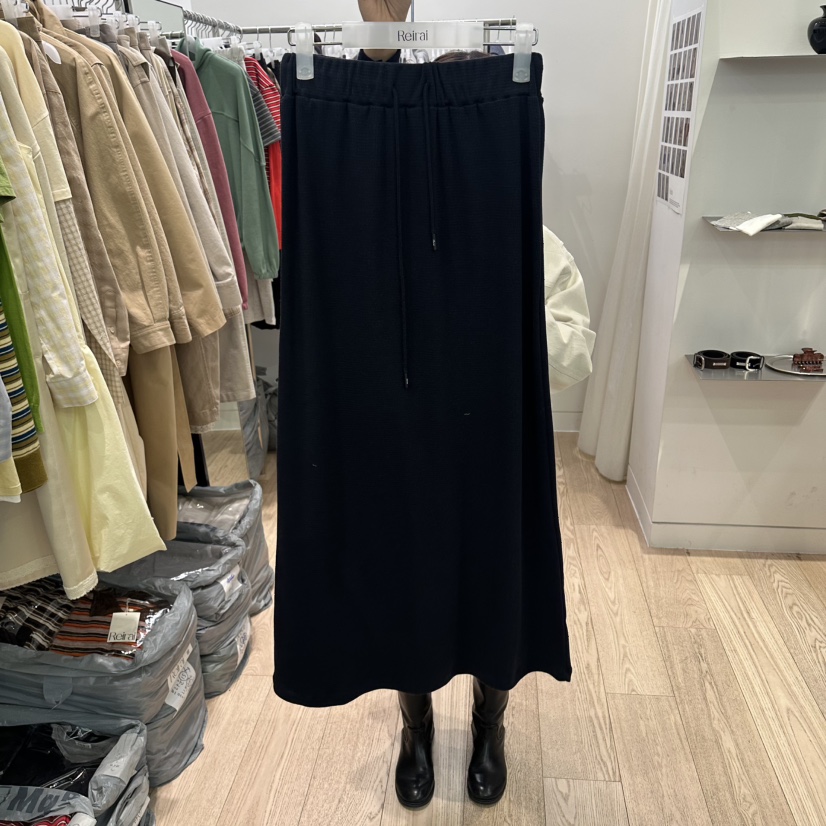 REIRAI東大門直郵女士新品推薦休閑真品時尚熱賣長裙華夫格Reirai長裙圖色3黑色