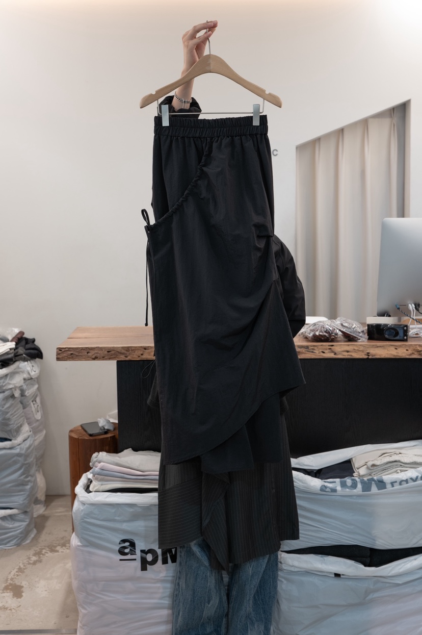 FRIC韓國代購女裝新品人氣休閑時尚熱賣推薦長裙不對稱褶裥FRIC長裙圖色3