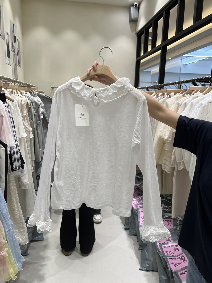 MARIE MARIE東大門實拍女裝新款真品熱賣休閑長袖T恤蕾絲MARIE MARIE長袖T恤