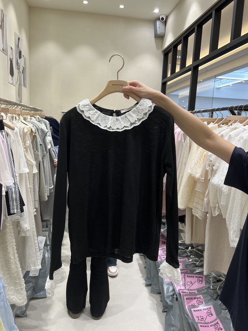 MARIE MARIE東大門實拍女裝新款真品熱賣休閑長袖T恤蕾絲MARIE MARIE長袖T恤圖色2