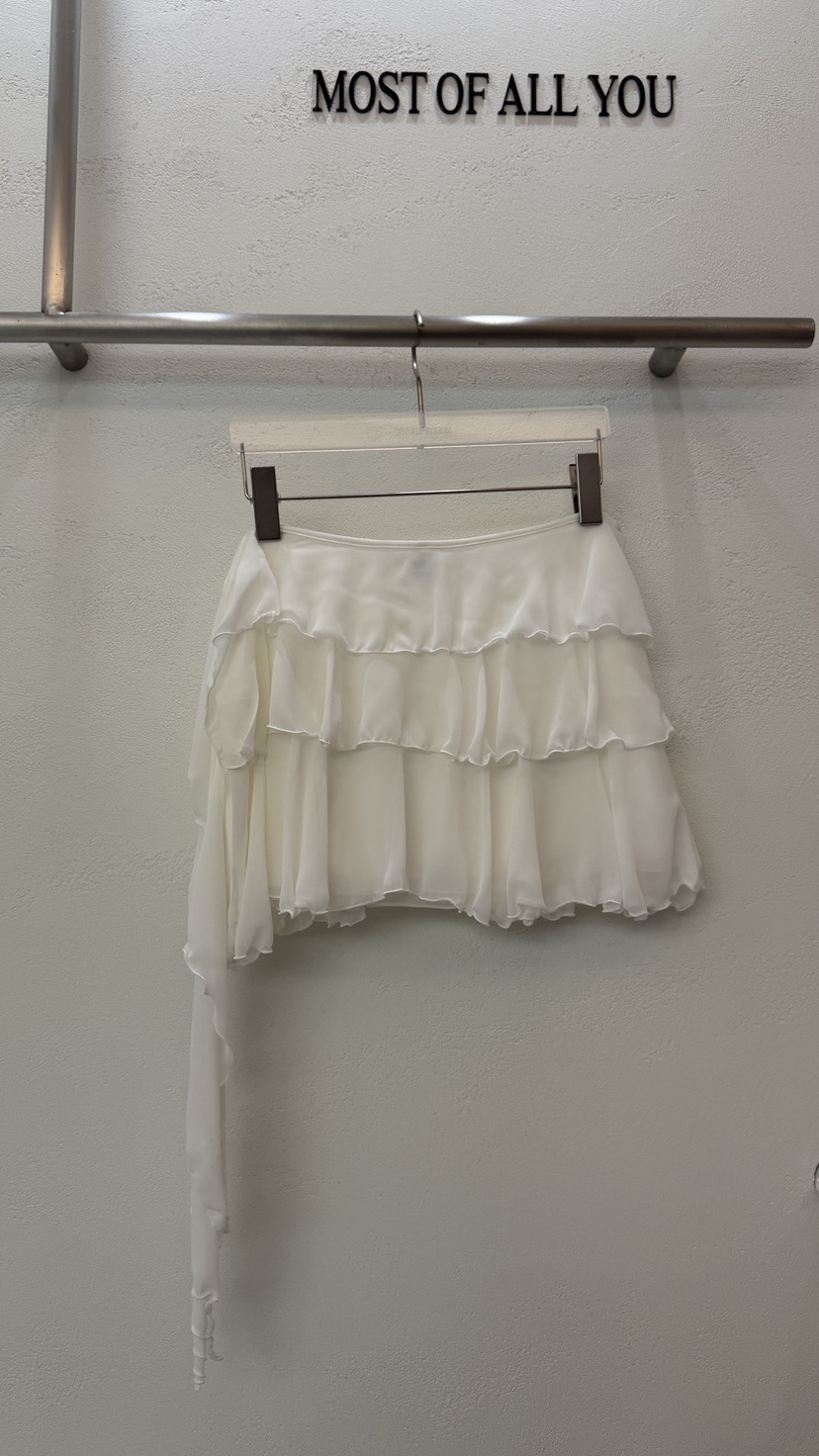 MOST OF ALL U東大門直郵女士新品熱賣短裙荷葉邊披肩雪紡MOST OF ALL U短裙