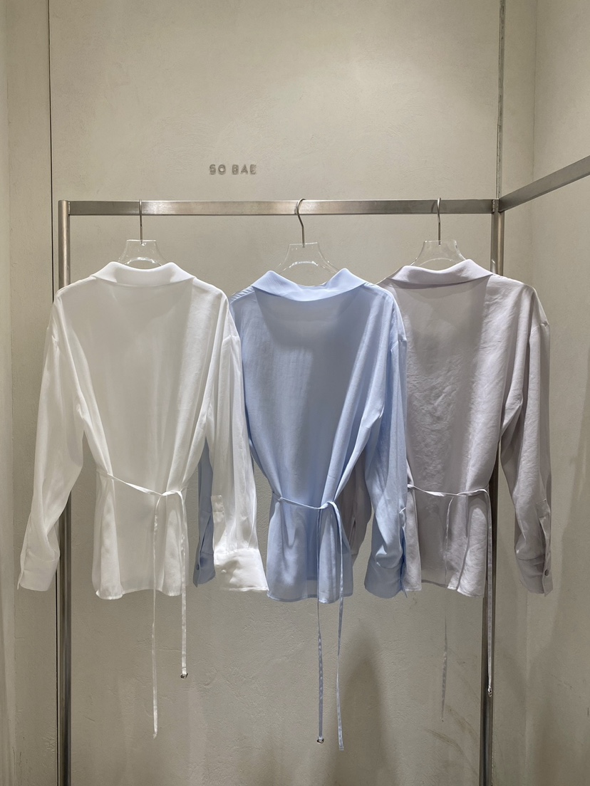 SO BAE東大門代購女士新品推薦時尚襯衫蕾絲衫含腰繩高領SO BAE襯衫/蕾絲衫