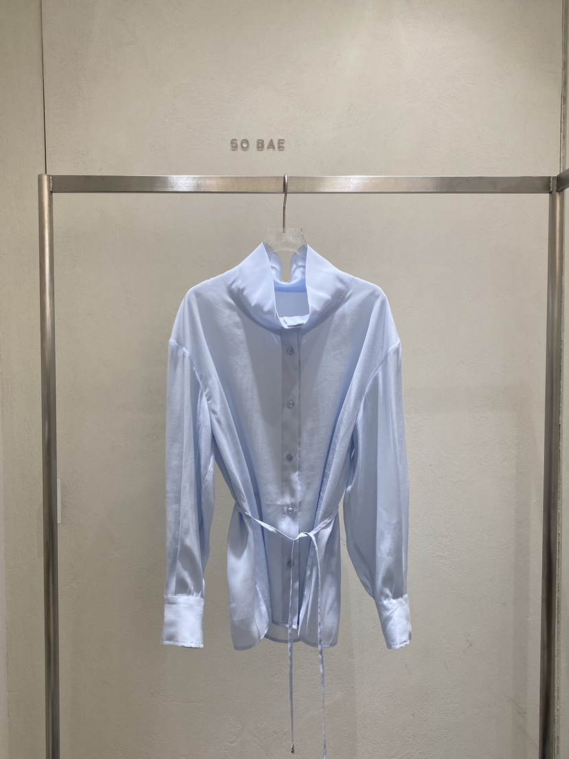 SO BAE東大門代購女士新品推薦時尚襯衫蕾絲衫含腰繩高領SO BAE襯衫/蕾絲衫圖色1