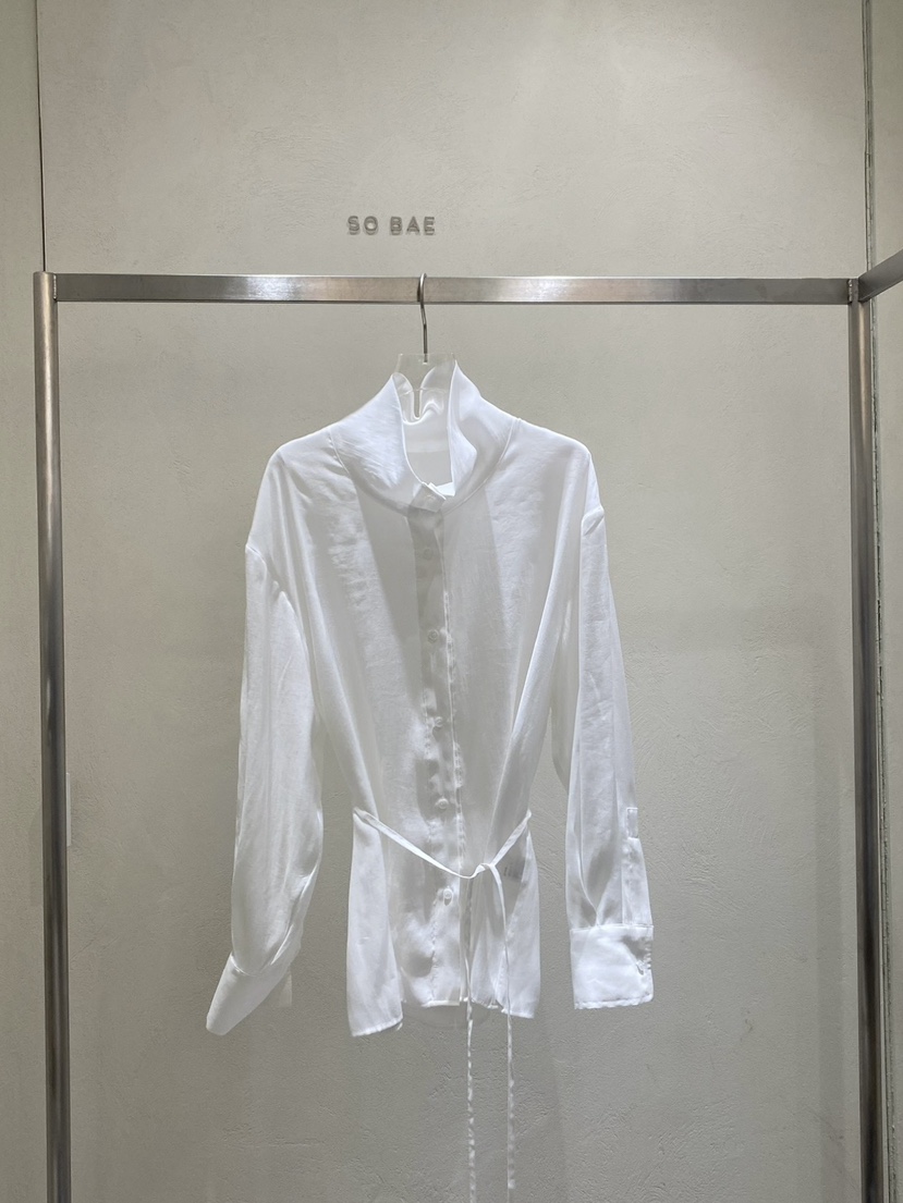 SO BAE東大門代購女士新品推薦時尚襯衫蕾絲衫含腰繩高領SO BAE襯衫/蕾絲衫圖色2