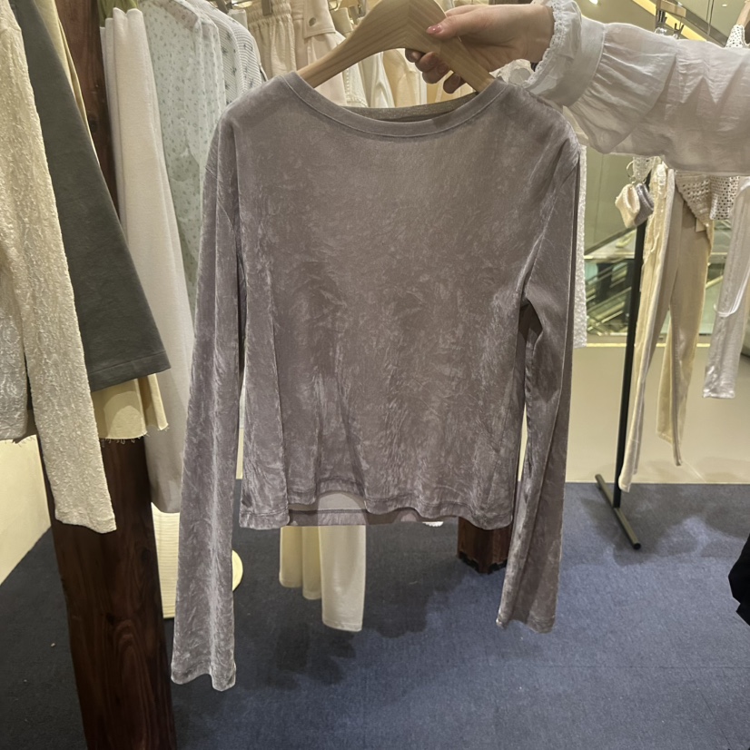 FURE東大門代購女士新品熱賣時尚真品休閑職業長袖T恤天鵝絨FURE長袖T恤圖色1