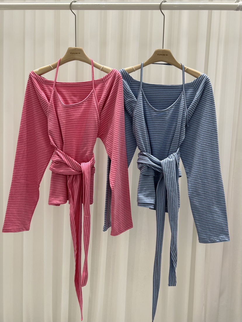 IF YOU SAY SO/PLUM-Q韓國代購女士新品休閑套裝兩件套條紋IF YOU SAY SO/PLUM-Q套裝