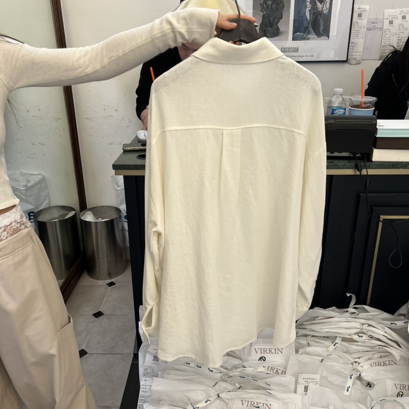 VIRKIN東大門代購女裝新款人氣熱賣時尚26春夏襯衫蕾絲衫亞麻VIRKIN襯衫/蕾絲衫