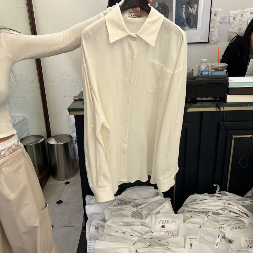 VIRKIN東大門代購女裝新款人氣熱賣時尚26春夏襯衫蕾絲衫亞麻VIRKIN襯衫/蕾絲衫圖色1