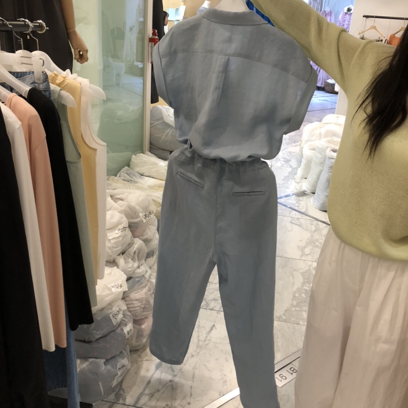 ALMOND東大門代購女裝新款熱賣時尚推薦人氣真品連體褲亞麻ALMOND連體褲