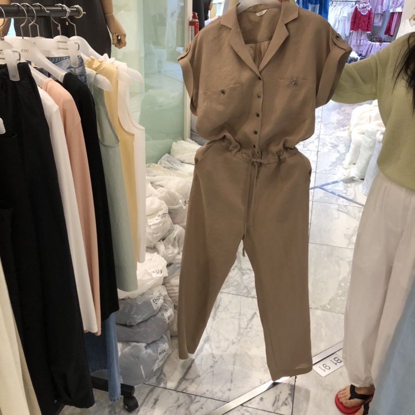 ALMOND東大門代購女裝新款熱賣時尚推薦人氣真品連體褲亞麻ALMOND連體褲圖色1