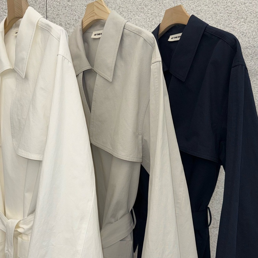 AT THE BAGEL東大門直郵女士新款26春夏長款風衣含腰帶AT THE BAGEL長款風衣