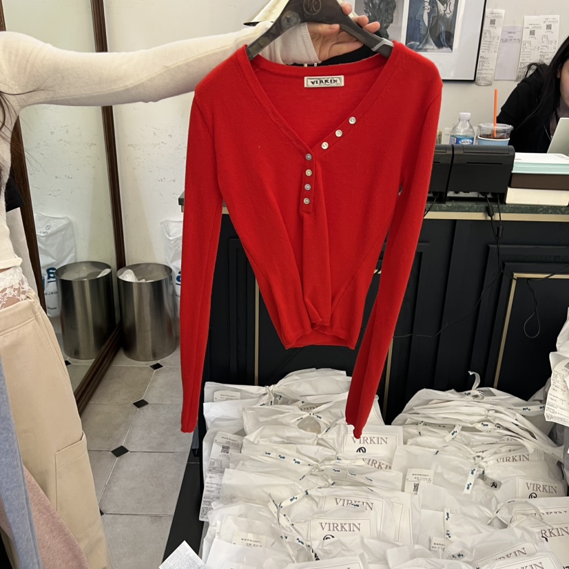 VIRKIN東大門直郵女士新品推薦26春夏時尚人氣針織衫紐扣VIRKIN針織衫圖色5
