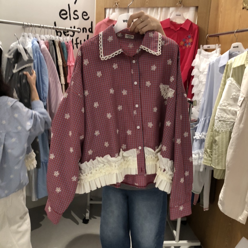 VENTI韓國直郵女裝新款職業推薦時尚休閑人氣夾克荷葉邊蕾絲VENTI夾克圖色3