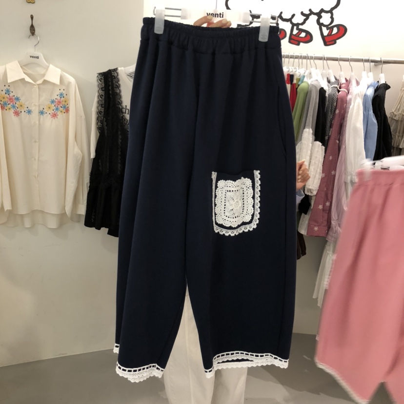 VENTI韓國代購女裝新品推薦熱賣真品休閑人氣時尚休閑褲蕾絲VENTI休閑褲圖色2