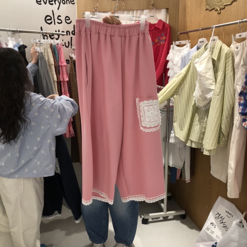 VENTI韓國代購女裝新品推薦熱賣真品休閑人氣時尚休閑褲蕾絲VENTI休閑褲圖色3