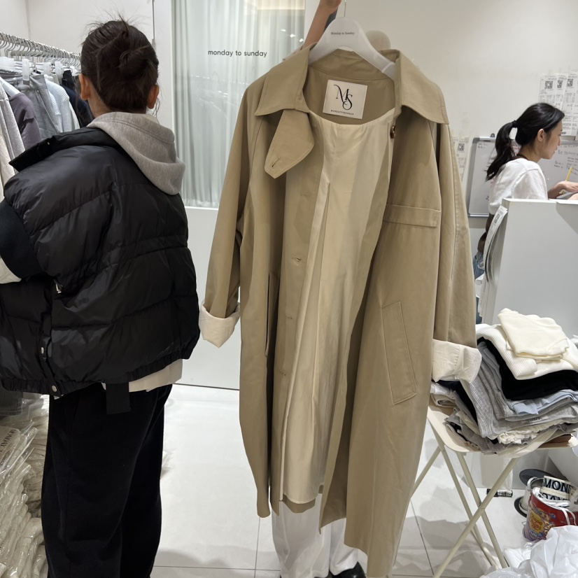 MONDAY TO SUNDAY東大門代購女士新品熱賣長款風衣不含內搭MONDAY TO SUNDAY長款風衣圖色2