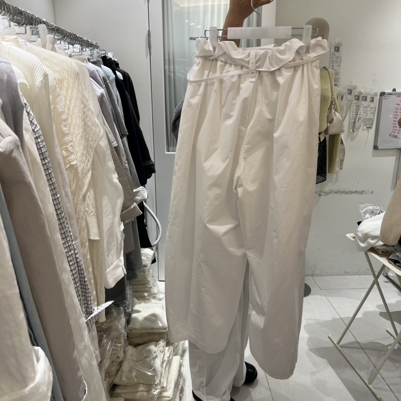 MONDAY TO SUNDAY韓國代購女士新品休閑休閑褲含腰帶荷葉邊MONDAY TO SUNDAY休閑褲