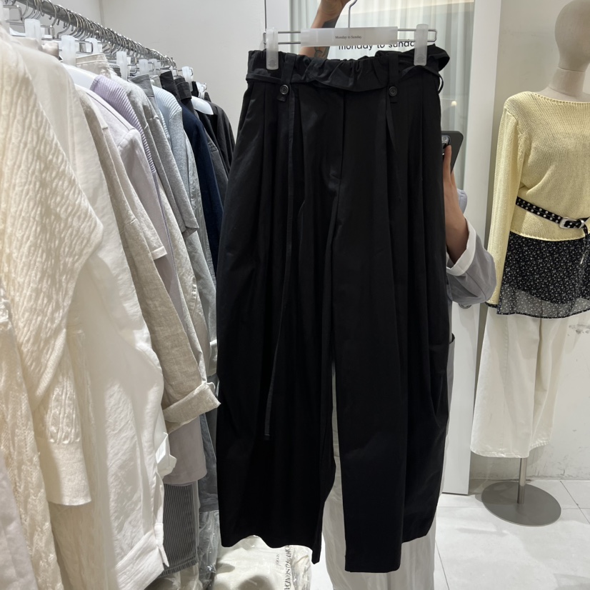 MONDAY TO SUNDAY韓國代購女士新品休閑休閑褲含腰帶荷葉邊MONDAY TO SUNDAY休閑褲圖色2